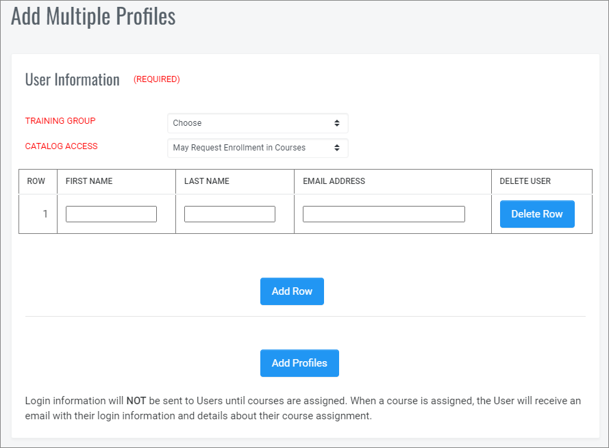 Screenshot of how to add multiple profiles in QualityTrainingPortal