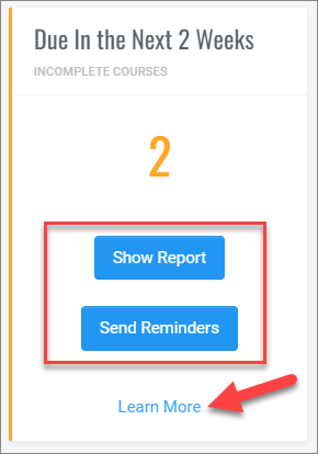 QualityTrainingPortal Admin Dashboard Due in Next 2 Weeks