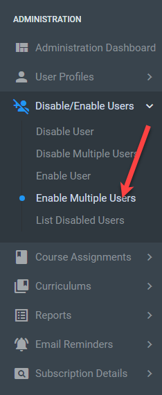 QualityTrainingPortal Admin Menu Enable Multiple Users