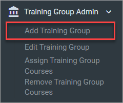 QualityTrainingPortal Admin Select Add Training Group