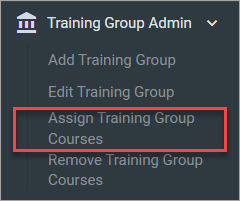 QualityTrainingPortal Admin Select Assign Training Group Courses