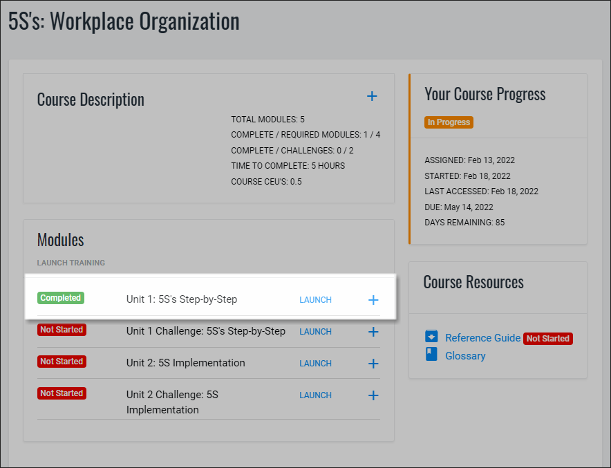 QualityTrainingPortal Course Nav Lms Complete Label