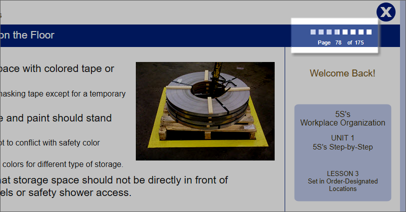 QualityTrainingPortal Course Nav Progress Bar