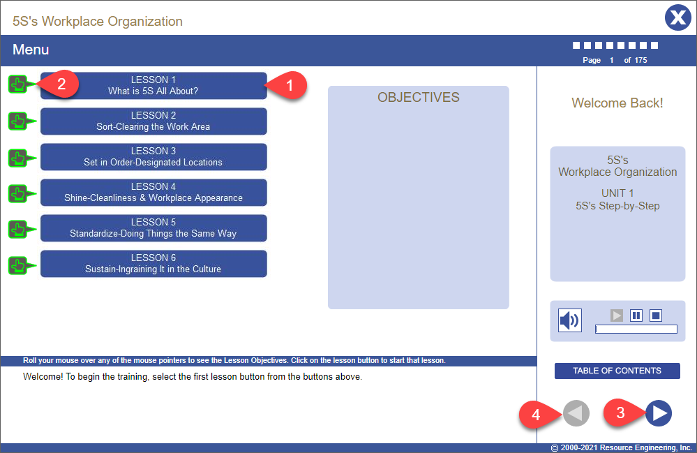 QualityTrainingPortal Course Nav Unit Menu 