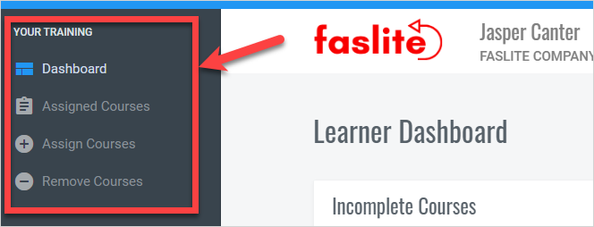 QualityTrainingPortal Learner Menu Self Assign