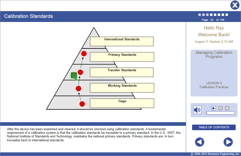 Managing Calibration Programs Training Screenshot