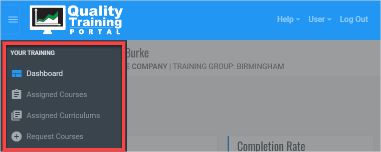 QualityTrainingPortal Menu Missing-2