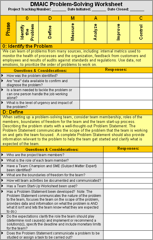 DMAIC Worksheet Page 1