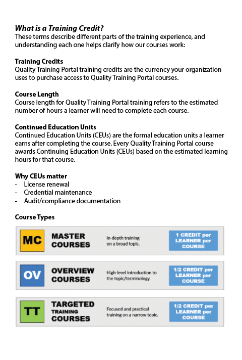 how do training credits work