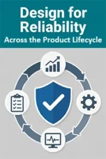 Design for Reliability Across the Product Lifecycle course image showing reliability lifecycle icons, a shield checkmark, testing, monitoring, and engineering controls
